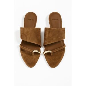 VINCE Brown Suede Sandals Size 8.5 | Gold Toe Ring, Made in Italy